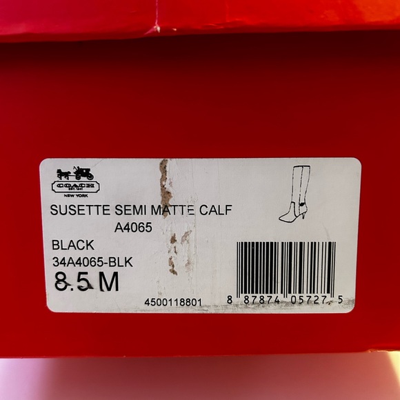 COACH Susette Black Leather Boots Stiletto Heels Womens 8.5 Like New - Picture 2 of 16